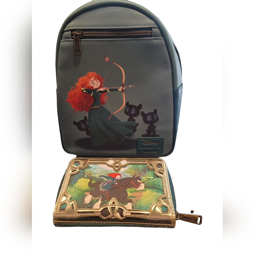 Disney Loungefly Princess Brave Mini Backpack and Wallet